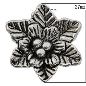 Pendant Zinc Alloy Jewelry Findings Lead-free, Flower 27x27mm Hole:3.5mm Sold by Bag