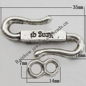 Clasp, Zinc Alloy Jewelry Findings Lead-free, 35x18mm,14x7mm Hole=4mm, Sold by KG