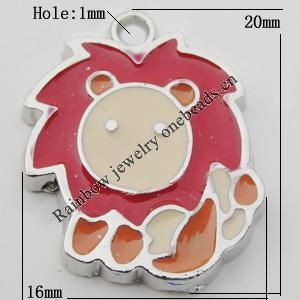 Pendant Zinc Alloy Enamel Jewelry Findings Lead-free, Animal 20x16mm Hole:1mm Sold by Bag