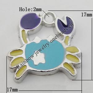 Pendant Zinc Alloy Enamel Jewelry Findings Lead-free, Animal 17x17mm Hole:2mm Sold by Bag