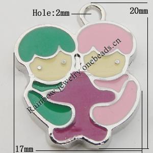 Pendant Zinc Alloy Enamel Jewelry Findings Lead-free, 17x20mm Hole:2mm Sold by Bag