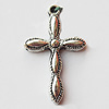 Pendant, Lead-free Zinc Alloy Jewelry Findings, Cross 18x28mm Hole:1mm, Sold by Bag