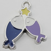 Pendant Zinc Alloy Enamel Jewelry Findings Lead-free, Fish 22x18mm Hole:2mm Sold by Bag