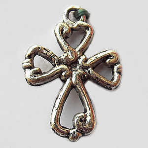 Pendant, Lead-free Zinc Alloy Jewelry Findings, Cross 14x20mm Hole:1.5mm, Sold by Bag