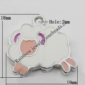 Pendant Zinc Alloy Enamel Jewelry Findings Lead-free, Animal 19x18mm Hole:2mm Sold by Bag