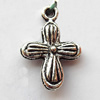 Pendant, Lead-free Zinc Alloy Jewelry Findings, Cross 13x20mm Hole:1mm, Sold by Bag