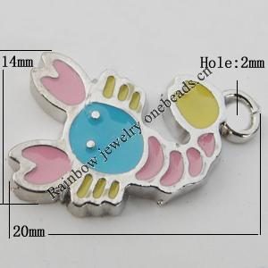 Pendant Zinc Alloy Enamel Jewelry Findings Lead-free, Animal 20x14mm Hole:2mm Sold by Bag