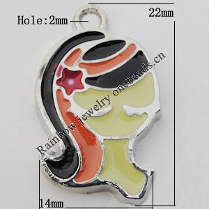 Pendant Zinc Alloy Enamel Jewelry Findings Lead-free, Animal 22x14mm Hole:2mm Sold by Bag