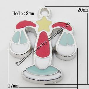 Pendant Zinc Alloy Enamel Jewelry Findings Lead-free, 20x17mm Hole:2mm Sold by Bag