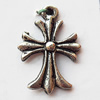Pendant, Lead-free Zinc Alloy Jewelry Findings, Cross 17x24mm Hole:1mm, Sold by Bag