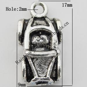 Pendant Zinc Alloy Jewelry Findings Lead-free, 17x9mm Hole:2mm Sold by Bag