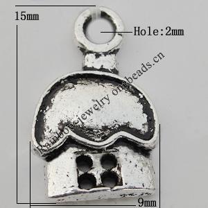 Pendant Zinc Alloy Jewelry Findings Lead-free, 15x9mm Hole:2mm Sold by Bag
