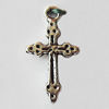 Pendant, Lead-free Zinc Alloy Jewelry Findings, Cross 11x20mm Hole:1mm, Sold by Bag