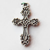 Pendant, Lead-free Zinc Alloy Jewelry Findings, Cross 17x27mm Hole:1mm, Sold by Bag