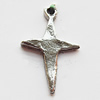 Pendant, Lead-free Zinc Alloy Jewelry Findings, Cross 12x19mm Hole:1mm, Sold by Bag