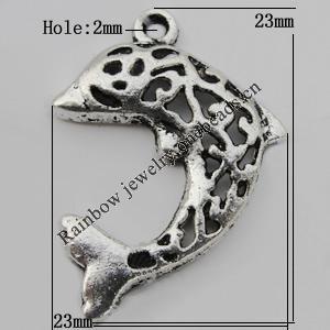 Pendant, Zinc Alloy Jewelry Findings Lead-free, Animal 23x23mm Hole=2mm, Sold by Bag