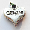 Pendant, Lead-free Zinc Alloy Jewelry Findings, Heart 11x12mm Hole:1.5mm, Sold by Bag