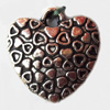 Pendant, Lead-free Zinc Alloy Jewelry Findings, Heart 18x18mm Hole:2mm, Sold by Bag