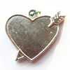 Pendant, Lead-free Zinc Alloy Jewelry Findings, Heart 21x23mm Hole:1.5mm, Sold by Bag
