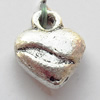 Pendant, Lead-free Zinc Alloy Jewelry Findings, Heart 9x12mm Hole:1.5mm, Sold by Bag