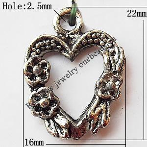 Pendant, Lead-free Zinc Alloy Jewelry Findings, Leaf 20x24mm Hole:2mm, Sold by Bag