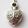 Pendant, Lead-free Zinc Alloy Jewelry Findings, Heart 10x14mm Hole:1.5mm, Sold by Bag