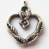 Pendant, Lead-free Zinc Alloy Jewelry Findings, Hollow Heart 14x15mm Hole:2mm, Sold by Bag