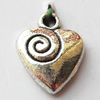 Pendant, Lead-free Zinc Alloy Jewelry Findings, Heart 11x14mm Hole:1.5mm, Sold by Bag