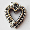 Pendant, Lead-free Zinc Alloy Jewelry Findings, Hollow Heart 15x18mm Hole:1mm, Sold by Bag
