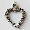 Pendant, Lead-free Zinc Alloy Jewelry Findings, Hollow Heart 17x20mm Hole:2mm, Sold by Bag