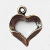 Pendant, Lead-free Zinc Alloy Jewelry Findings, Hollow Heart 13x16mm Hole:1mm, Sold by Bag