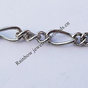 Iron Jewelry Chains, Lead-free Link's size:8x4mm, 3x3.2mm, Sold by Group  