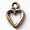 Pendant, Lead-free Zinc Alloy Jewelry Findings, Hollow Heart 14x20mm Hole:2mm, Sold by Bag
