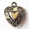 Pendant, Lead-free Zinc Alloy Jewelry Findings, Heart 13x15mm Hole:1mm, Sold by Bag