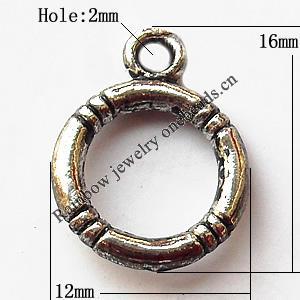 Pendant, Lead-free Zinc Alloy Jewelry Findings, Donut 12x26mm Hole:2mm, Sold by Bag
