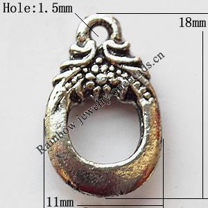 Pendant, Lead-free Zinc Alloy Jewelry Findings, Donut 11x18mm Hole:1.5mm, Sold by Bag