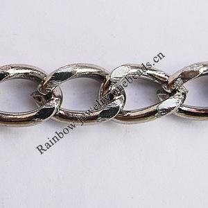 Iron Jewelry Chains, Lead-free Link's size:9.8x6.3mm, thickness:1.5mm, Sold by Group  