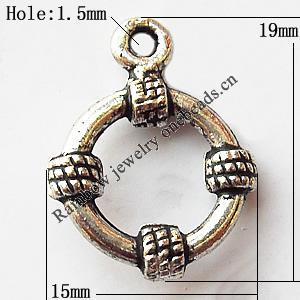 Pendant, Lead-free Zinc Alloy Jewelry Findings, Donut 15x19mm Hole:1.5mm, Sold by Bag