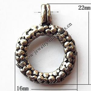 Pendant, Lead-free Zinc Alloy Jewelry Findings, Donut 16x22mm Hole:3mm, Sold by Bag