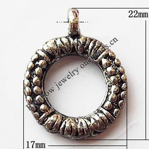 Pendant, Lead-free Zinc Alloy Jewelry Findings, Donut 17x22mm Hole:2mm, Sold by Bag