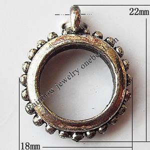 Pendant, Lead-free Zinc Alloy Jewelry Findings, Donut 18x22mm Hole:2mm, Sold by Bag