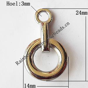 Pendant, Lead-free Zinc Alloy Jewelry Findings, Donut 14x24mm Hole:3mm, Sold by Bag