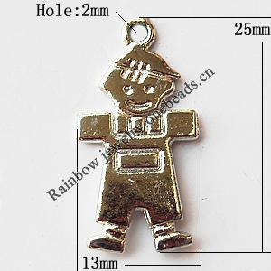 Pendant, Lead-free Zinc Alloy Jewelry Findings, Children 13x25mm Hole:2mm, Sold by Bag