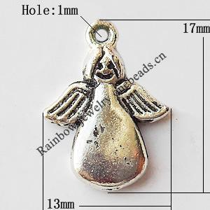 Pendant, Lead-free Zinc Alloy Jewelry Findings, 13x17mm Hole:1mm, Sold by Bag