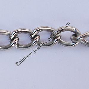 Iron Jewelry Chains, Lead-free Link's size:6.2x4.4mm, thickness:1mm, Sold by Group  