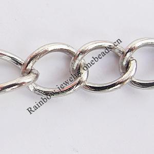 Iron Jewelry Chains, Lead-free Link's size:8.9x6.8mm, thickness:1.1mm, Sold by Group  