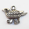 Pendant, Lead-free Zinc Alloy Jewelry Findings, Bird 20x15mm Hole:2mm, Sold by Bag
