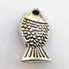 Pendant, Lead-free Zinc Alloy Jewelry Findings, Fish 14x25mm Hole:2mm, Sold by Bag