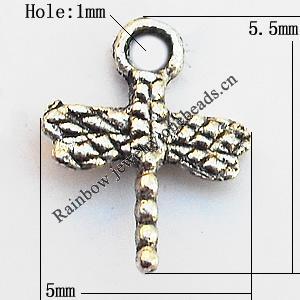 Pendant, Lead-free Zinc Alloy Jewelry Findings, Dragonflies 5.5x5mm Hole:1mm, Sold by Bag