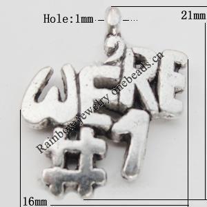 Pendant Zinc Alloy Jewelry Findings Lead-free, 21x16mm Hole:1mm Sold by Bag